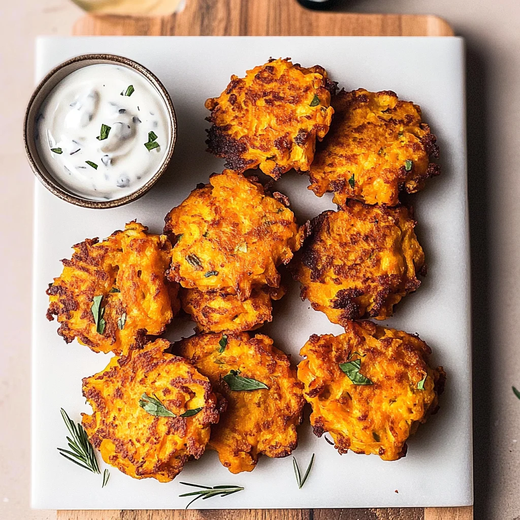 Recipe preparation for Butternut Squash Fritters with Yogurt Dip