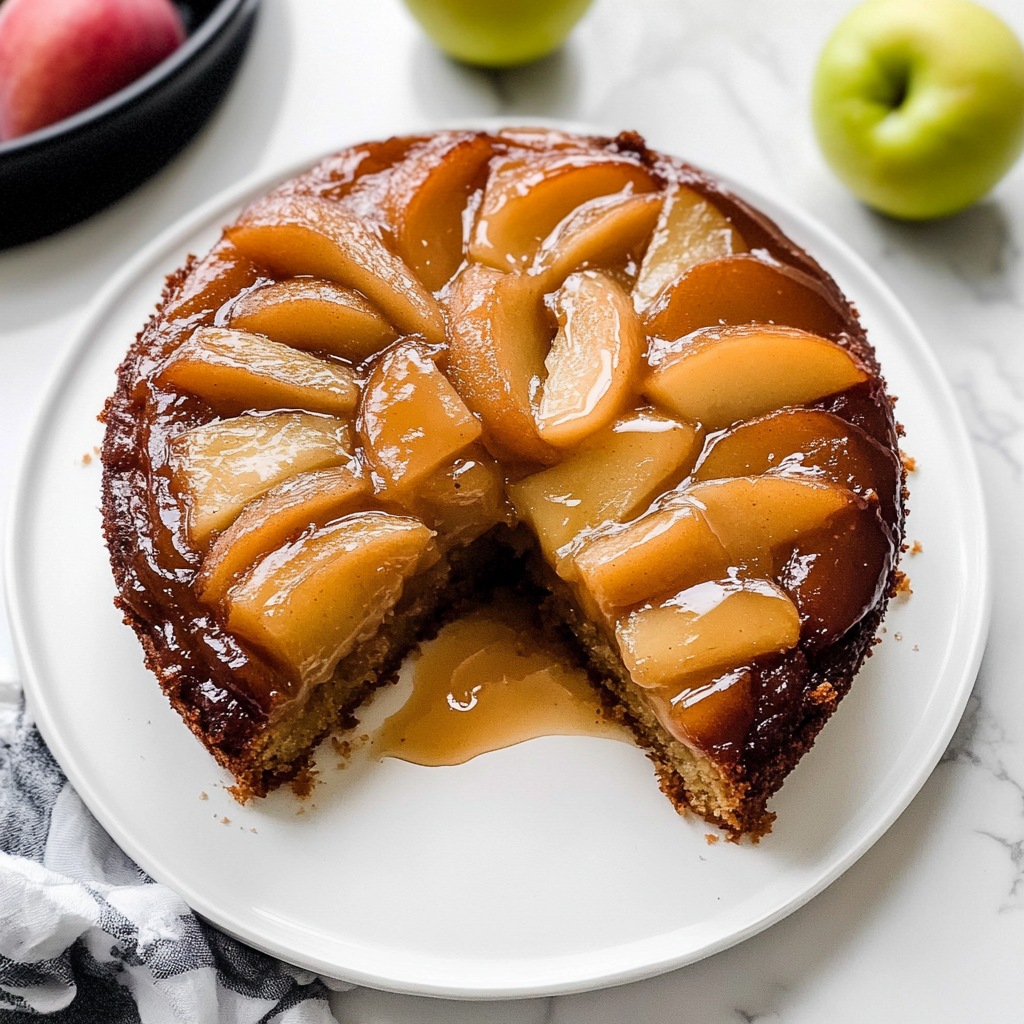 Recipe preparation for Caramel Apple Upside-Down Cake