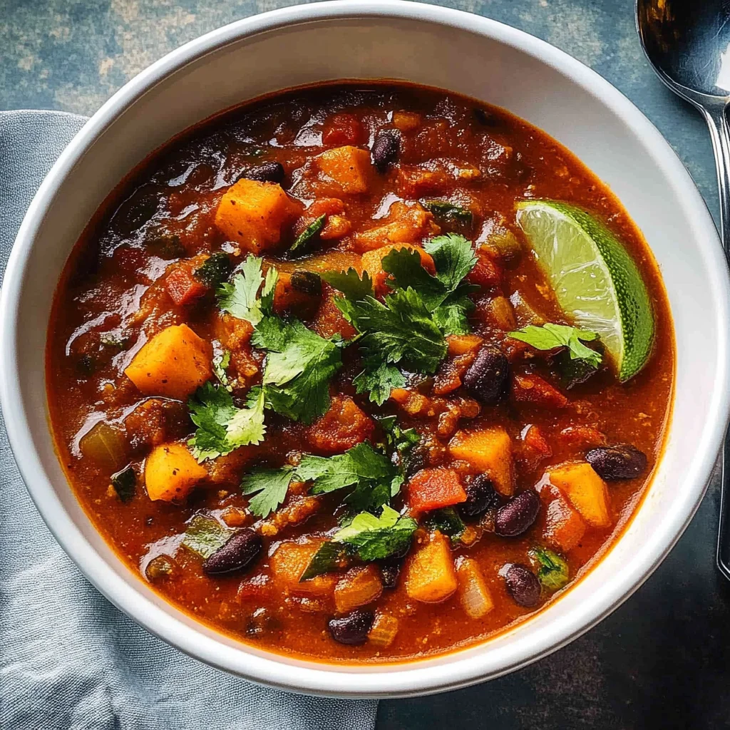 Recipe preparation for hearty sweet potato chili