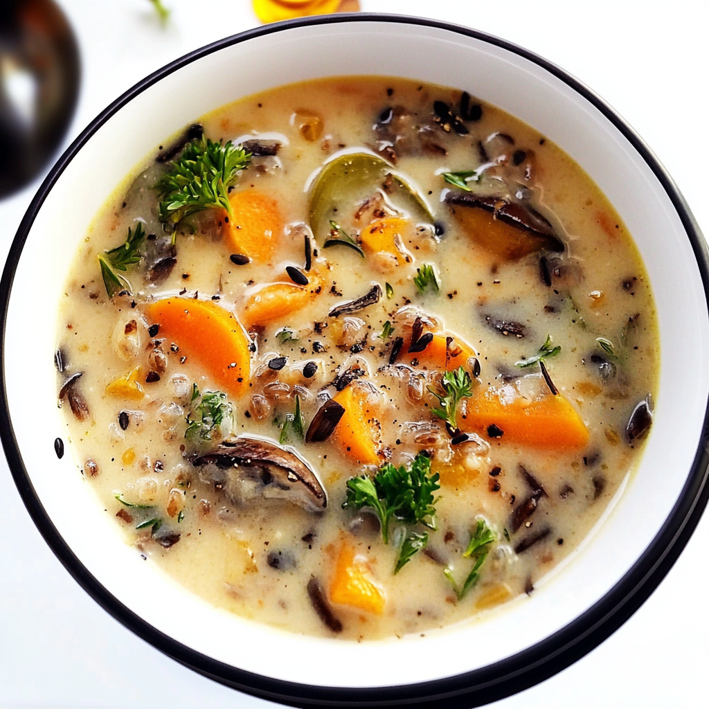 Recipe preparation for Cozy Autumn Wild Rice Soup Recip