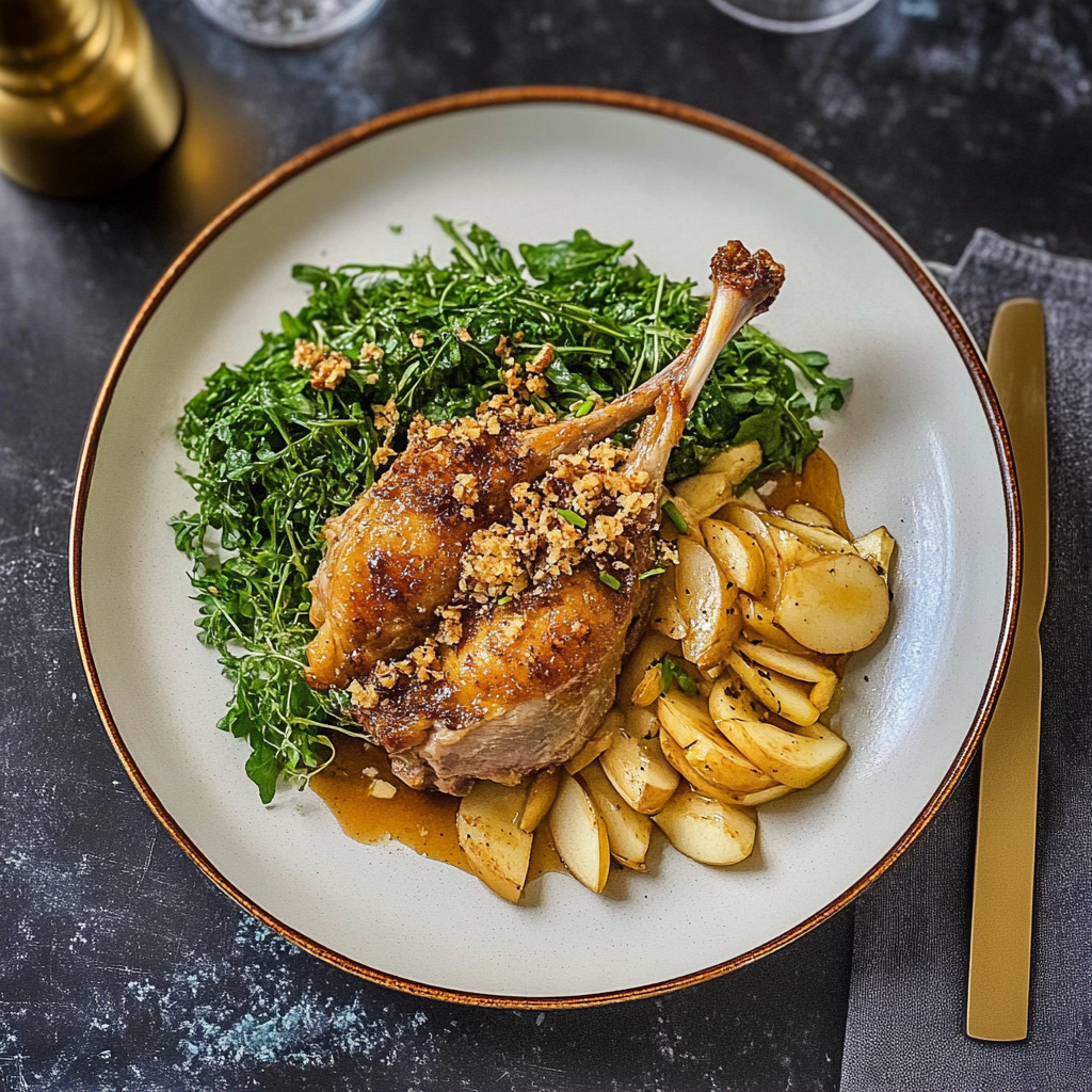 Recipe preparation for Duck Confit with Apple Sauce