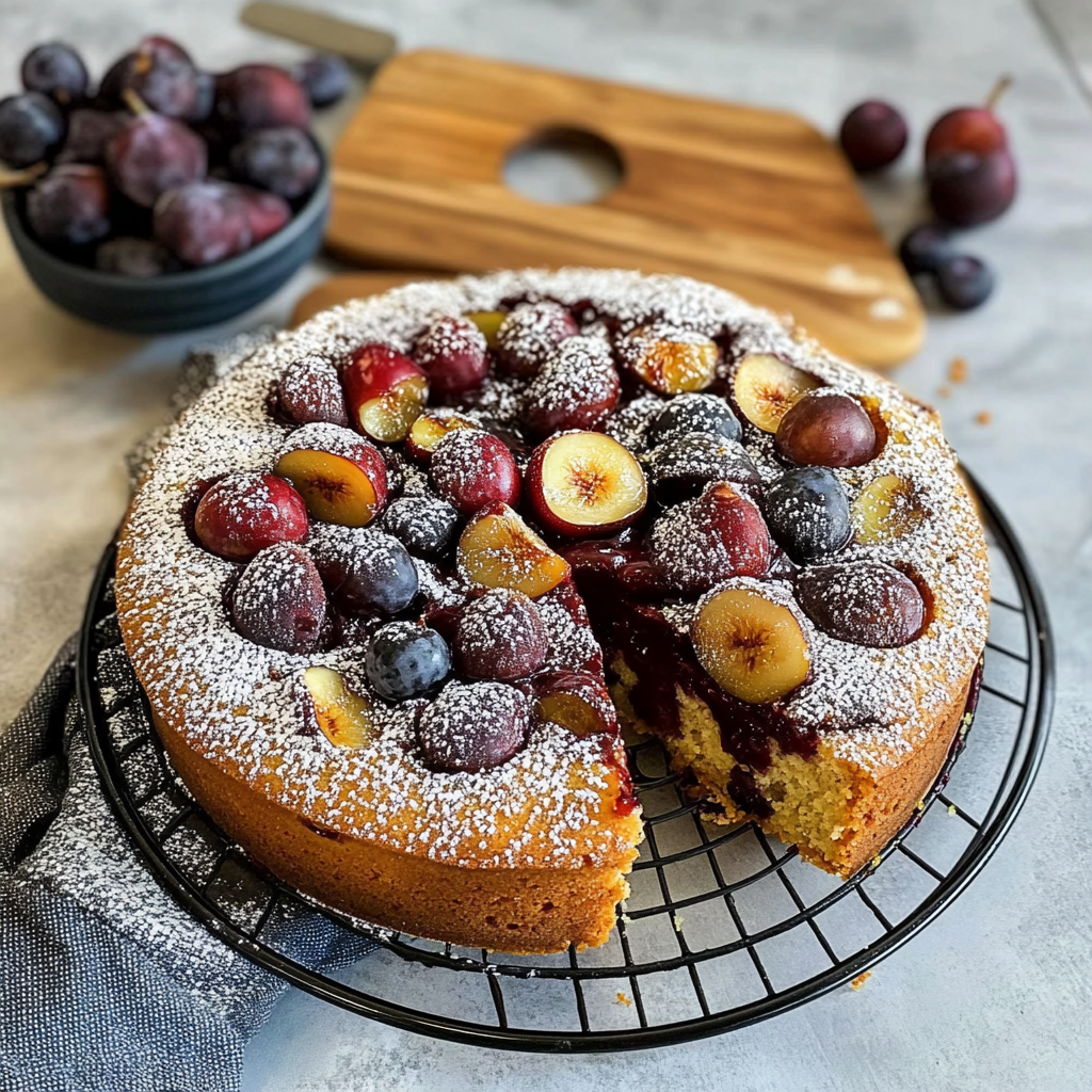 Recipe preparation for Plum & Almond Cake
