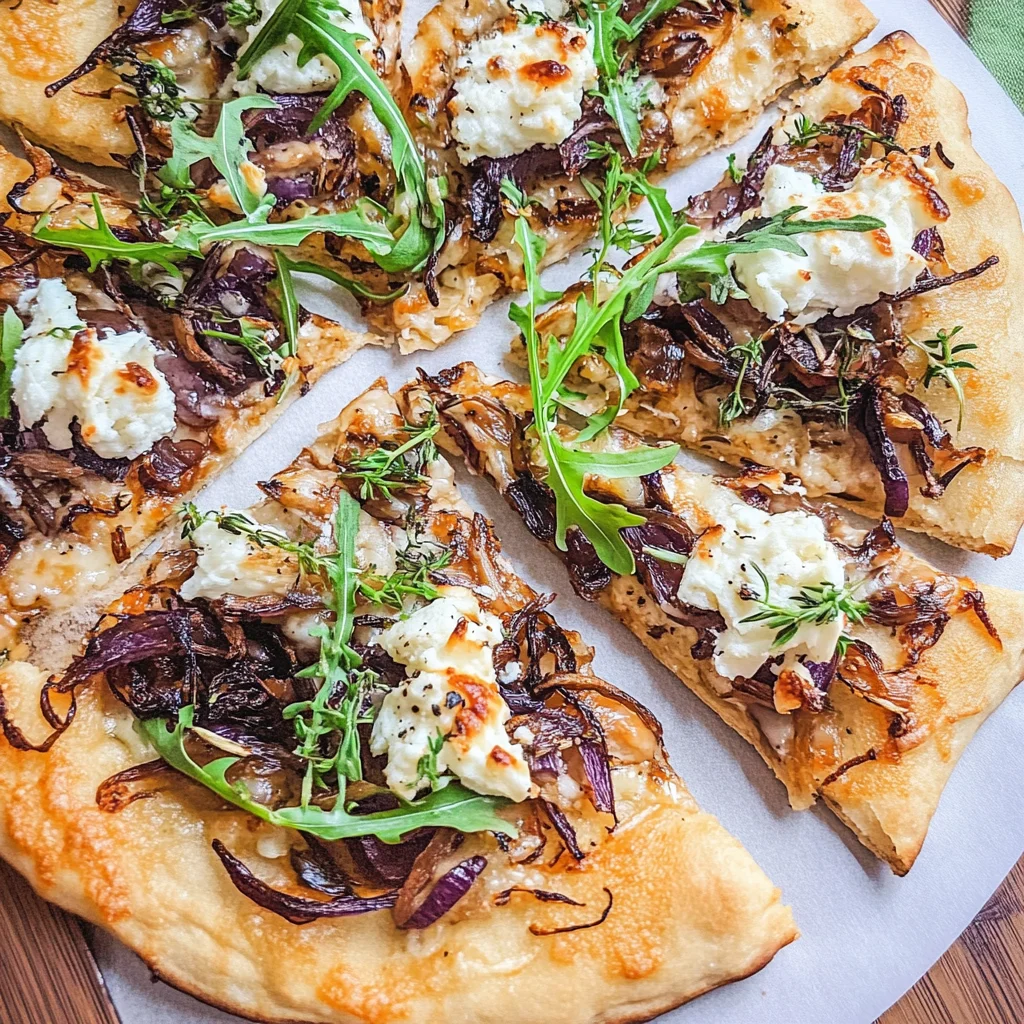 Recipe preparation for 30 minute Caramelized Onion Goat Cheese Flatbread