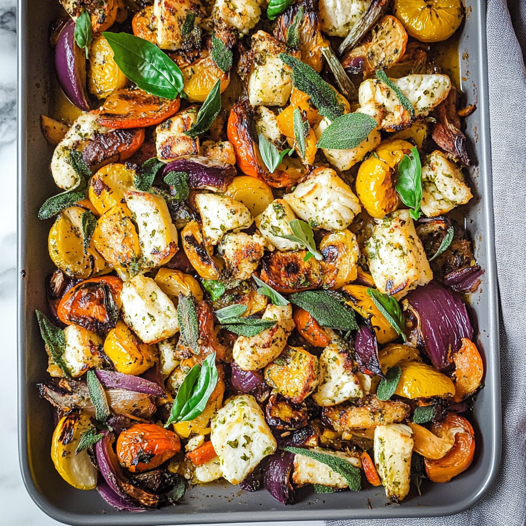 Recipe preparation for Za’atar Roasted Halloumi & Autumn Veggies