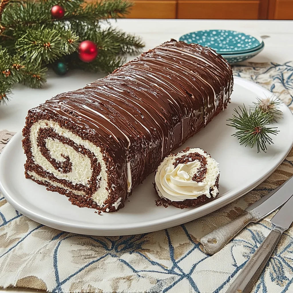 Recipe preparation for Chocolate Yule Log Swiss Roll
