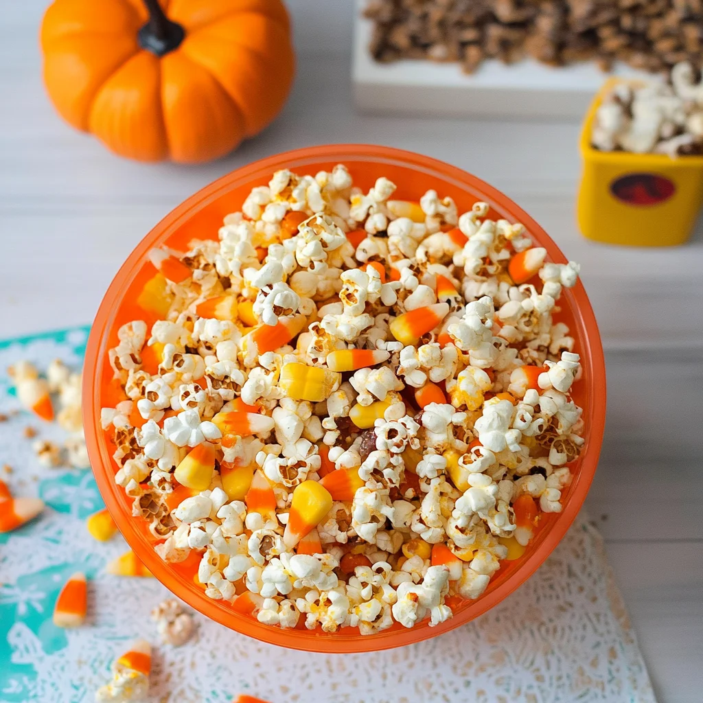 Recipe preparation for Candy Corn Popcorn