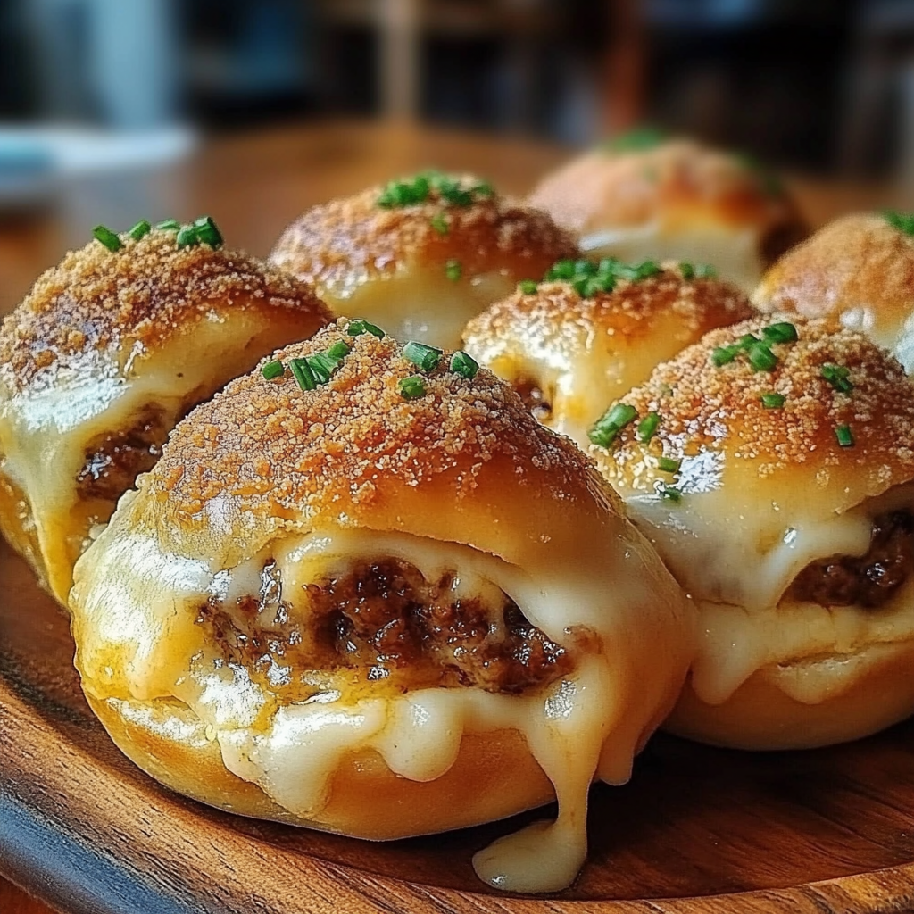 Recipe preparation for Garlic Parmesan Cheeseburger Bombs