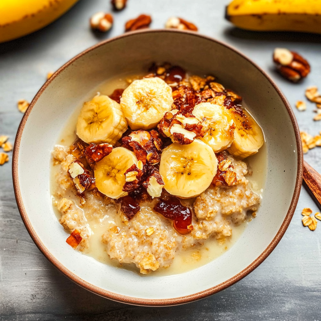 Recipe preparation for Caramelized Banana Oatmeal