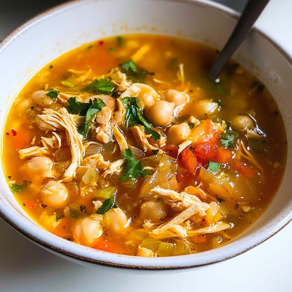 Recipe preparation for Protein-Packed Chicken and Chickpea Soup