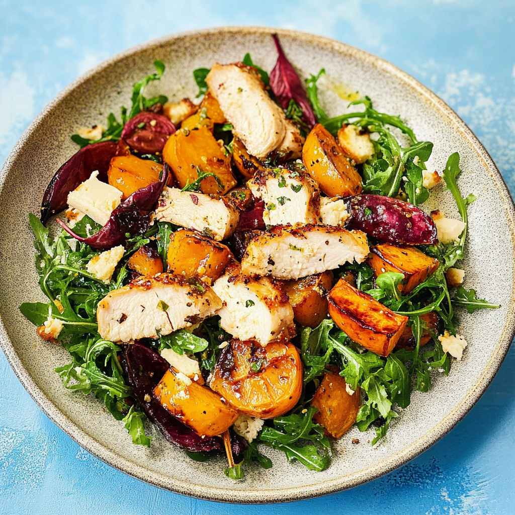 Recipe preparation for HEalthy Chicken and Pumpkin Salad