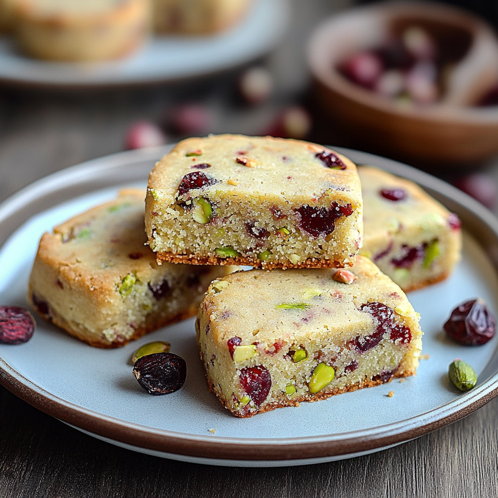 Recipe preparation for Cranberry Pistachio Shortbread Cookies
