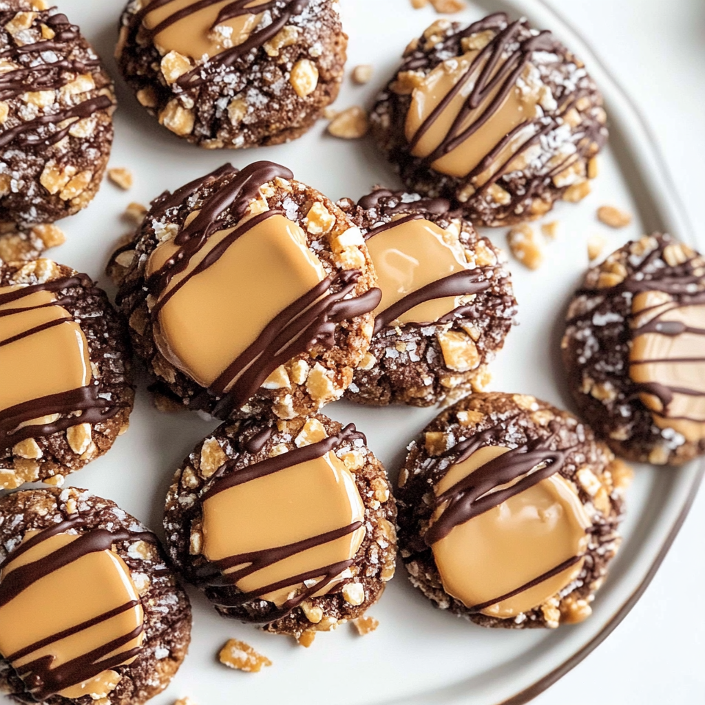 Recipe preparation for Turtle Thumbprint Cookies