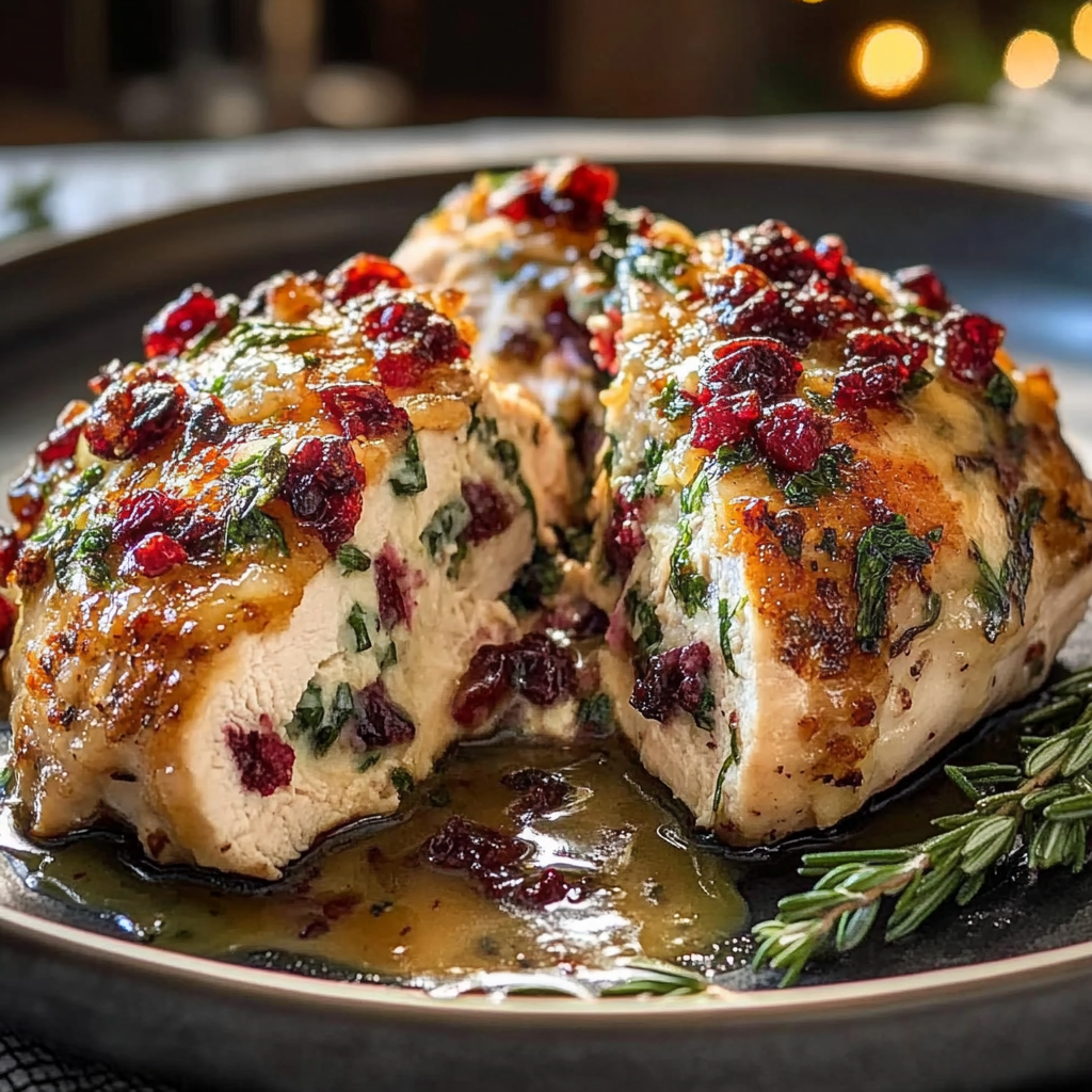 Recipe preparation for Impressive Cranberry Brie Stuffed Chicken