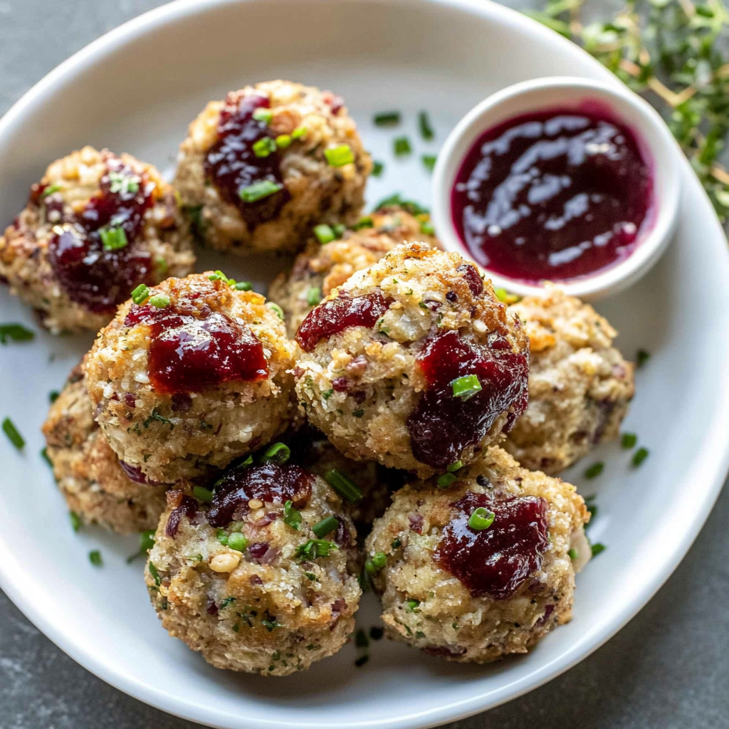 Recipe preparation for Cranberry Turkey Stuffing Balls