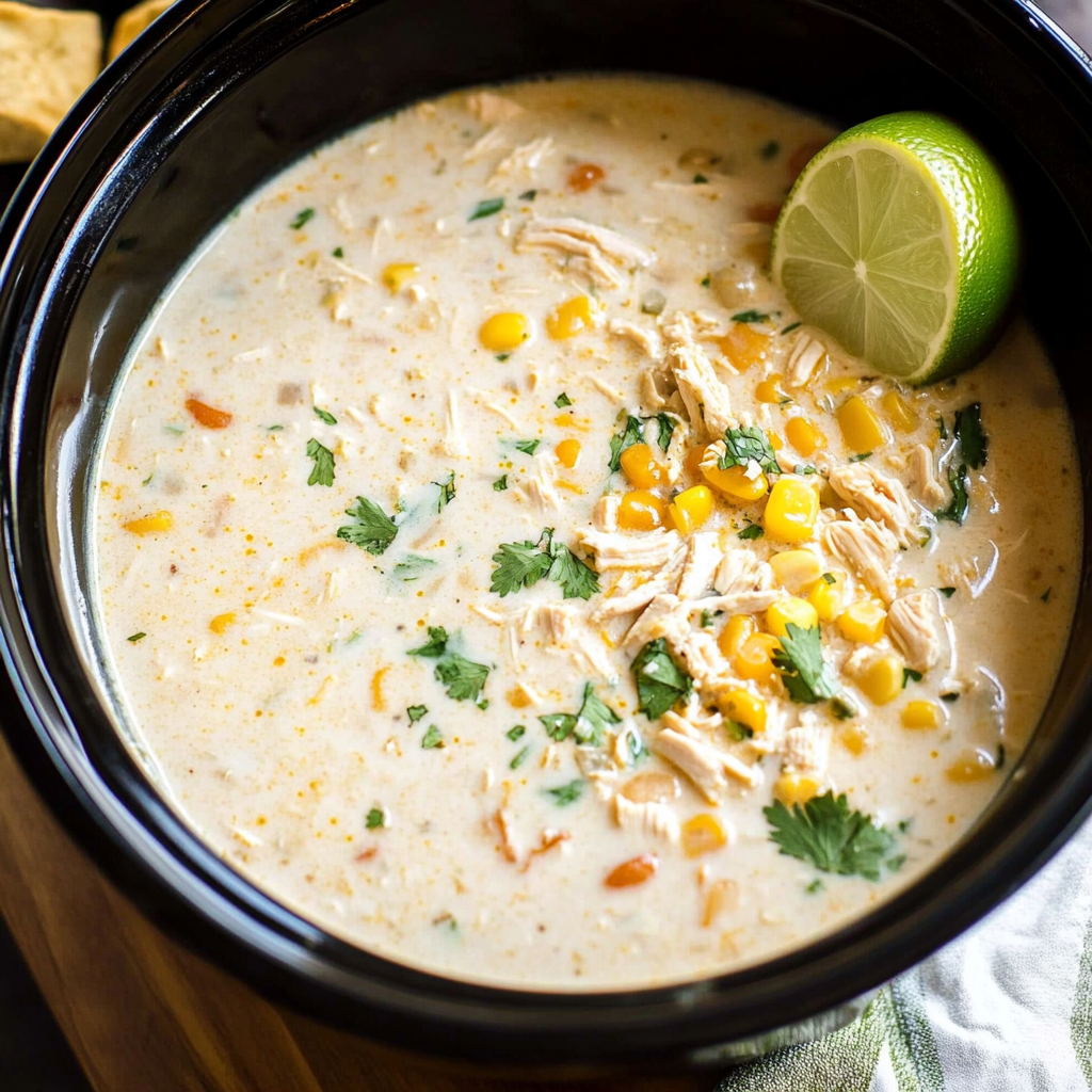 Recipe preparation for Slow Cooker Creamy White Chicken Chili