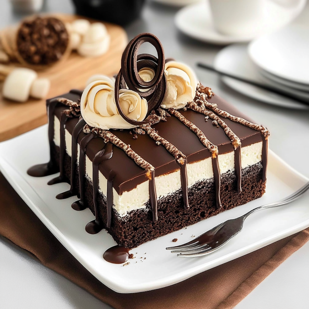 Recipe preparation for Tuxedo Bar Cake