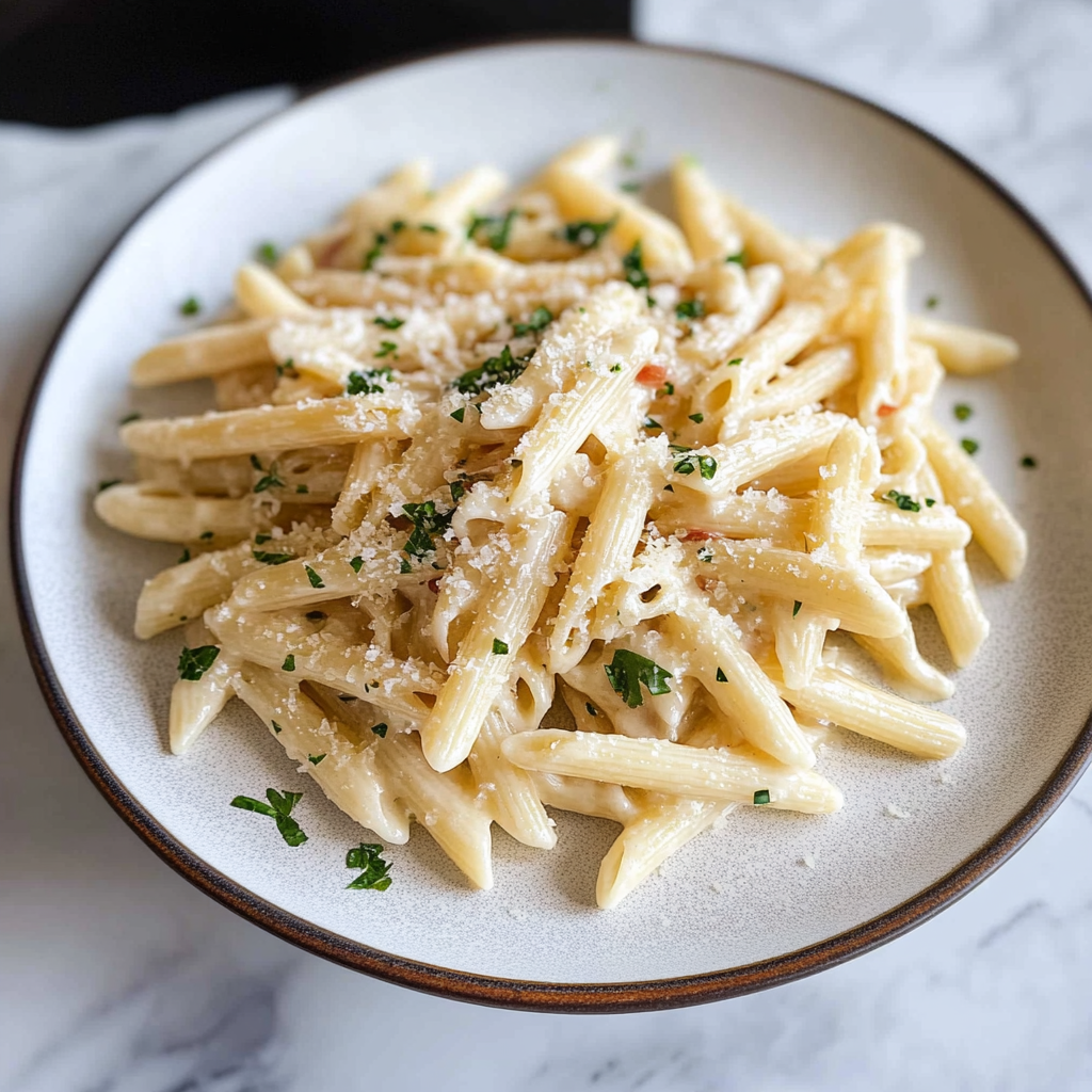 Recipe preparation for 30-Minute Creamy Garlic Pasta