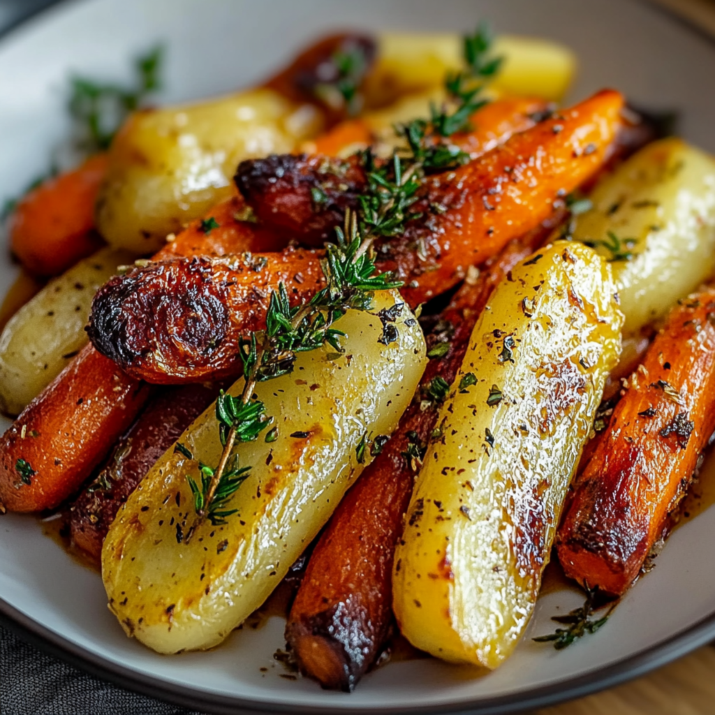 Recipe preparation for Maple Roasted Carrots and Parsnips recipe