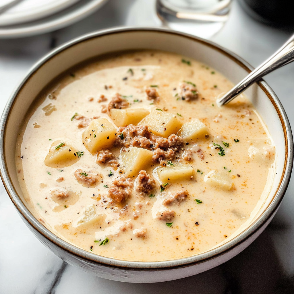 Recipe preparation for creamy sausage potato soup