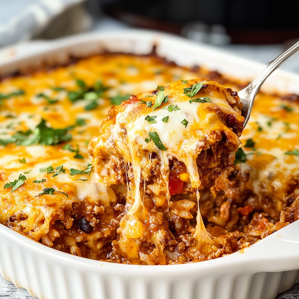 Recipe preparation for Taco Rice Casserole