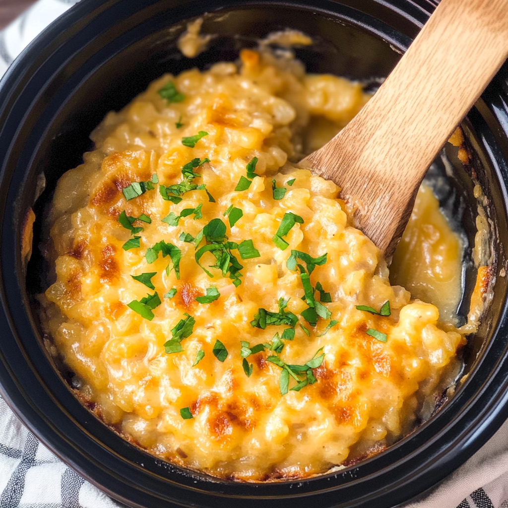 Recipe preparation for Slow Cooker Cheesy Potatoes