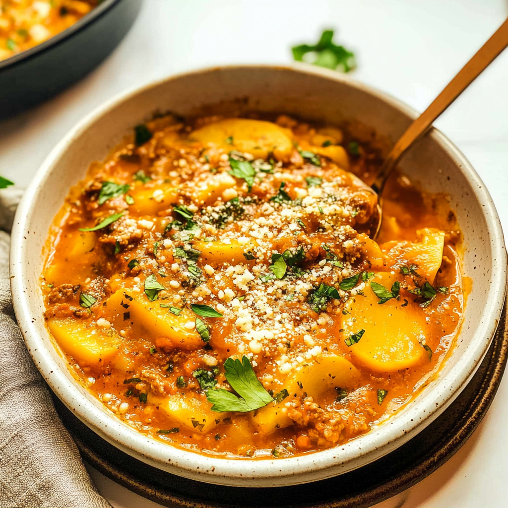 Recipe preparation for Italian Sausage Butternut Squash Soup