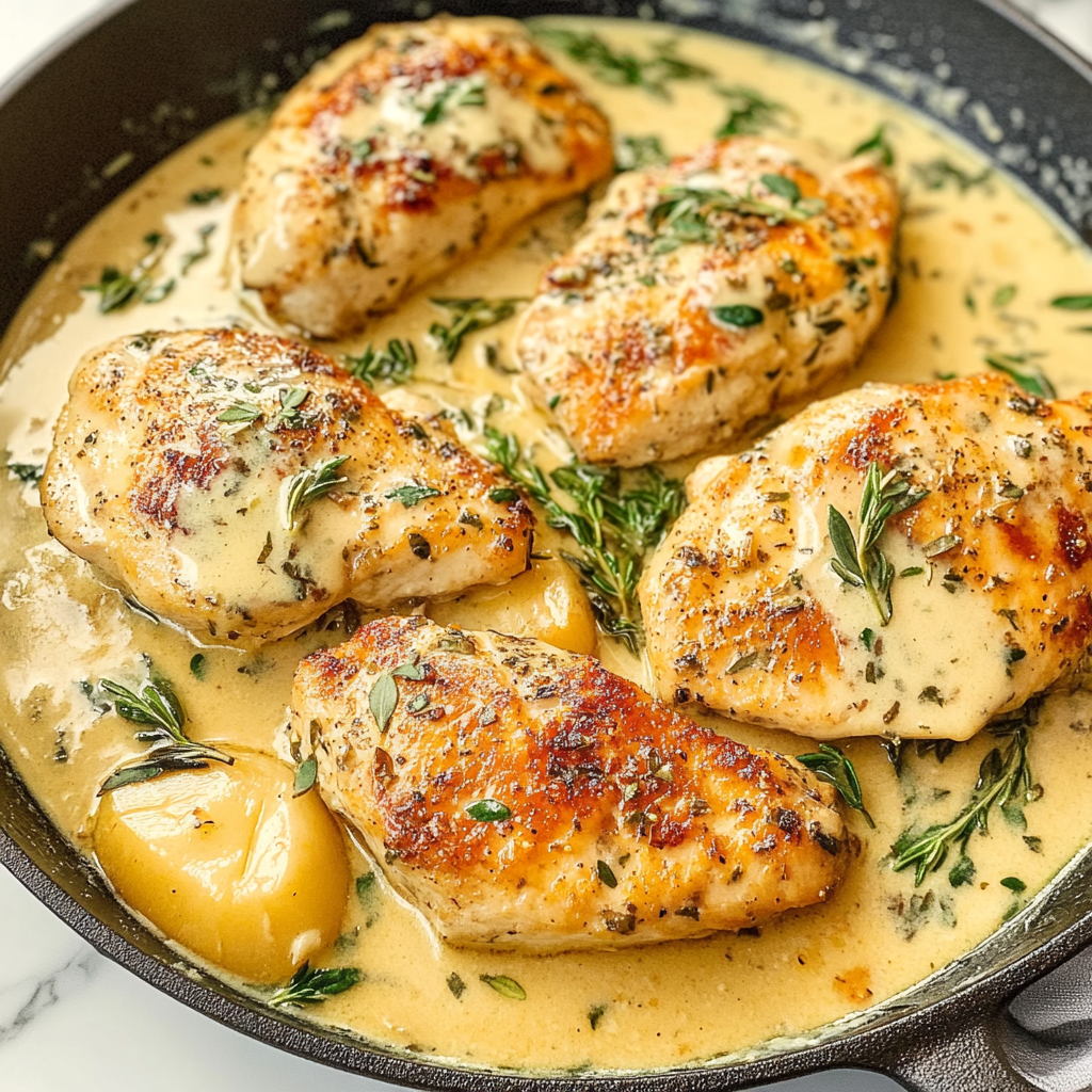 Recipe preparation for Creamy Chicken with Herbs de Provence