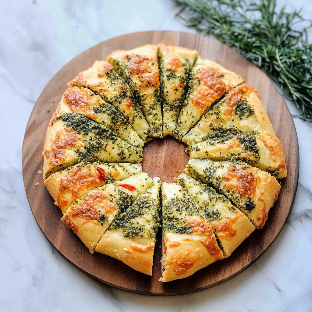 Recipe preparation for Cheesy Pesto Wreath
