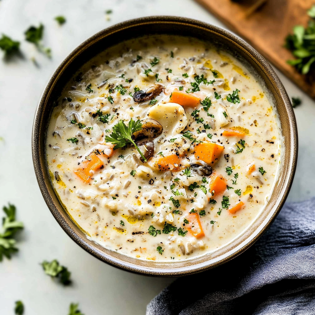 Recipe preparation for Cozy Autumn Wild Rice Soup