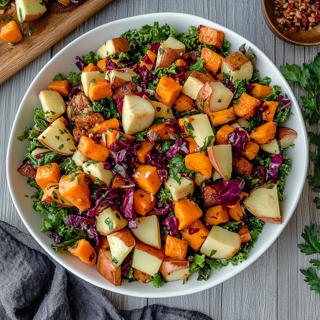 Recipe preparation for Fall Harvest Sweet Potato Salad