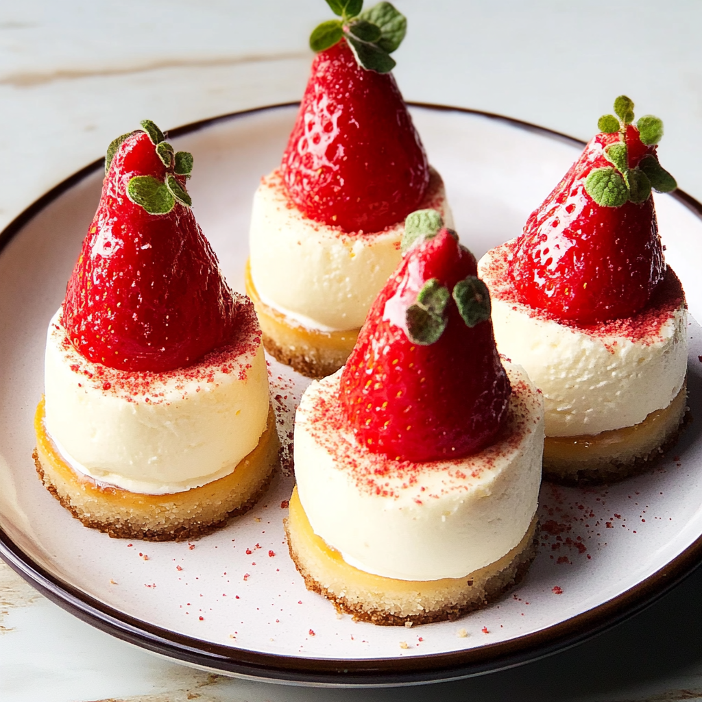 Recipe preparation for Santa Hat Cheesecake Bites