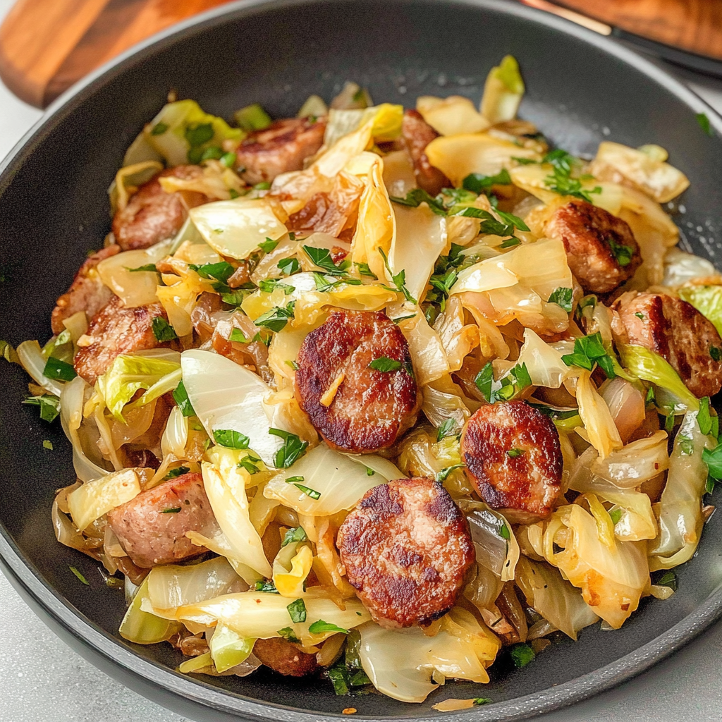 Recipe preparation for 30-Minute Spicy Sausage and Cabbage Stir-Fry