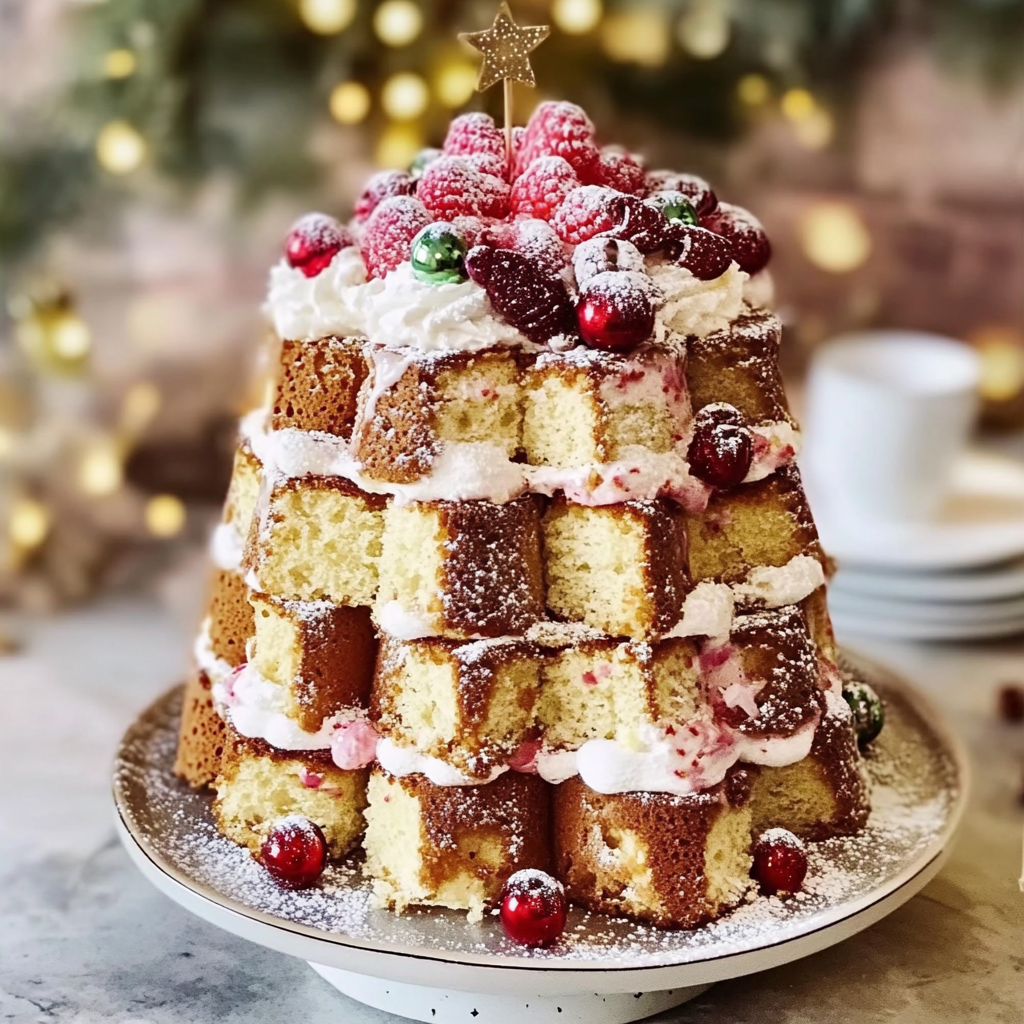 Recipe preparation for Pandoro Christmas Tree Cake