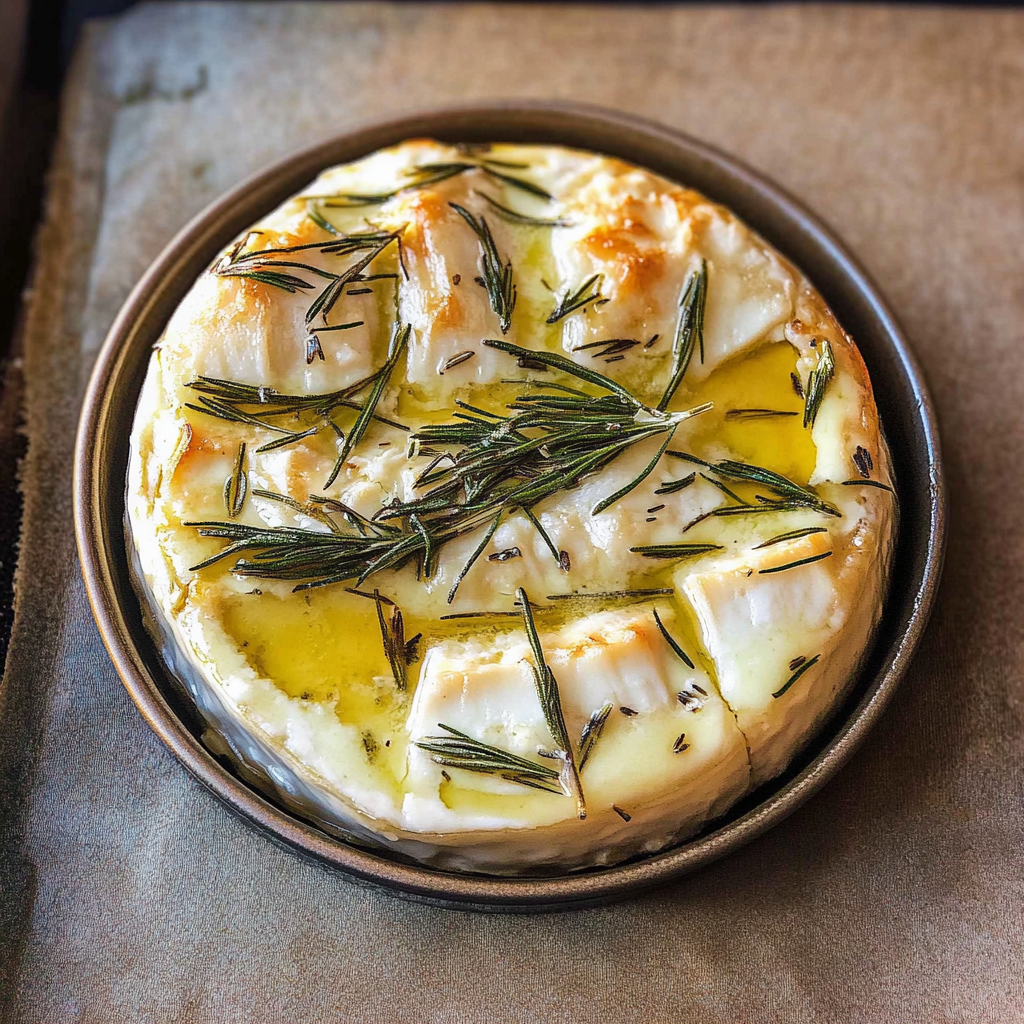 Recipe preparation for Baked Camembert with Garlic and Rosemary
