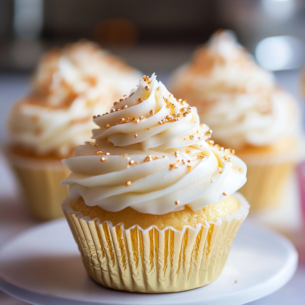 Recipe preparation for Winter Wonderland Vanilla Bean Cupcakes