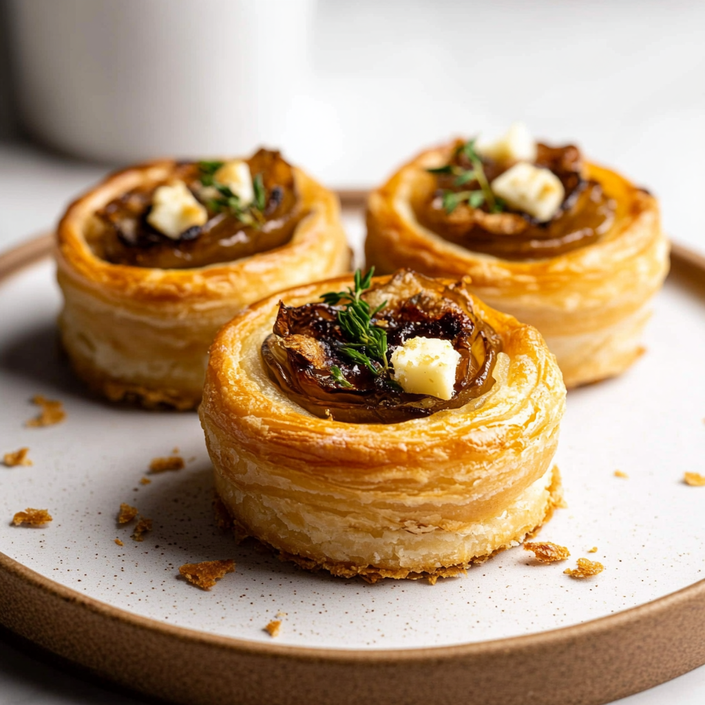 Recipe preparation for Caramelized Onion and Gruyere Tartlets