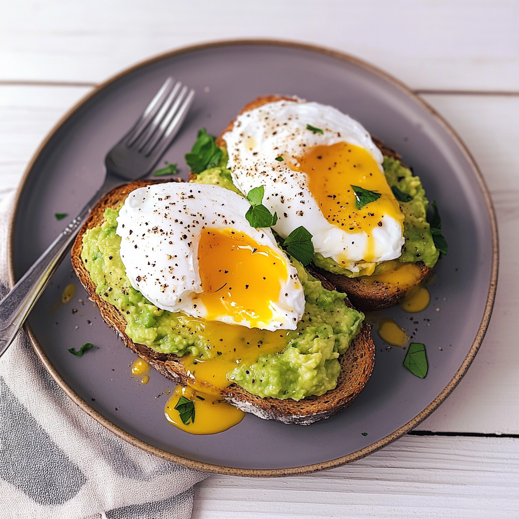Recipe preparation for Avocado Toast with Dukkah and Poached Egg