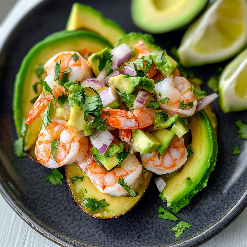 Recipe preparation for Shrimp Ceviche with Avocado and Lime