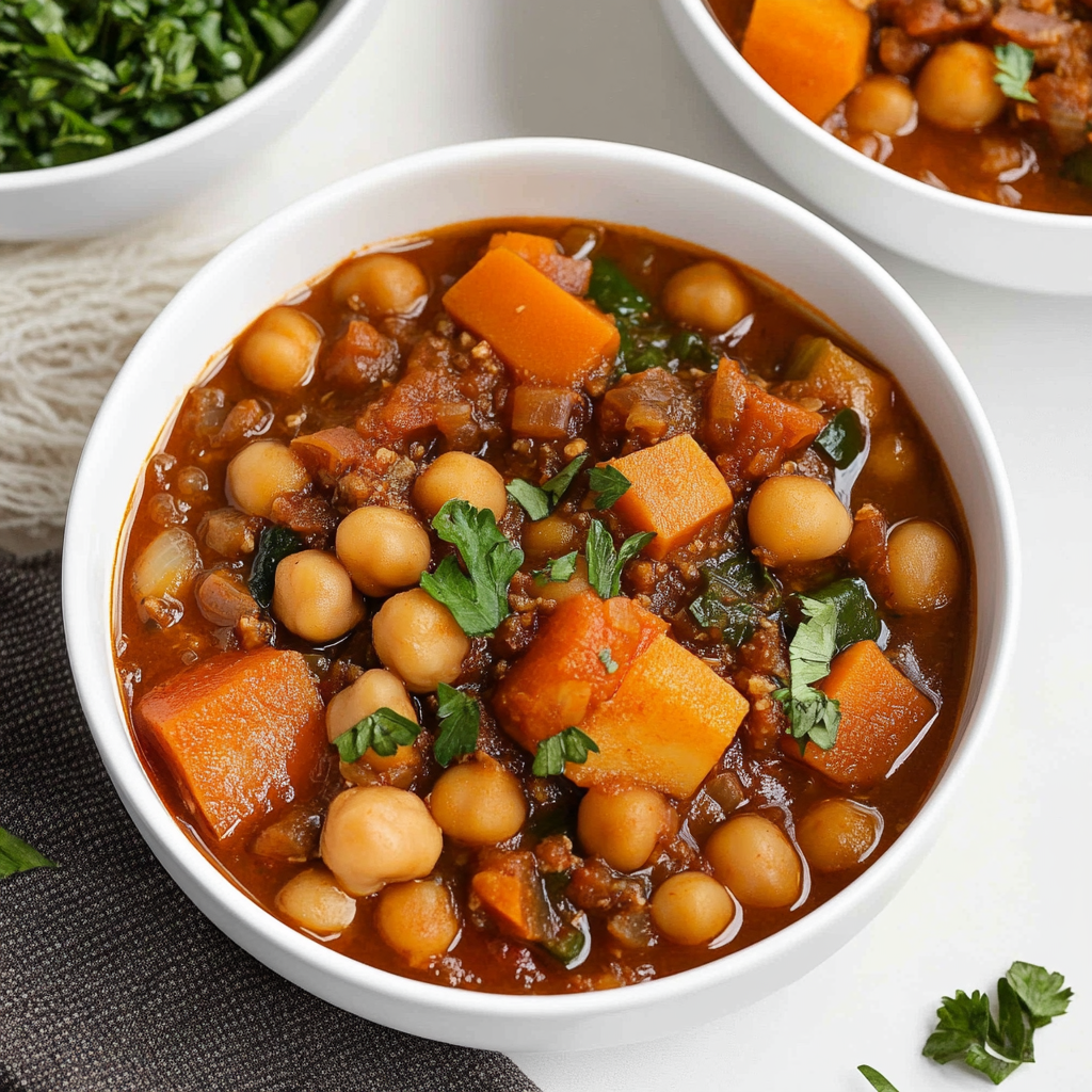 Recipe preparation for Moroccan Chickpea and Vegetable Stew