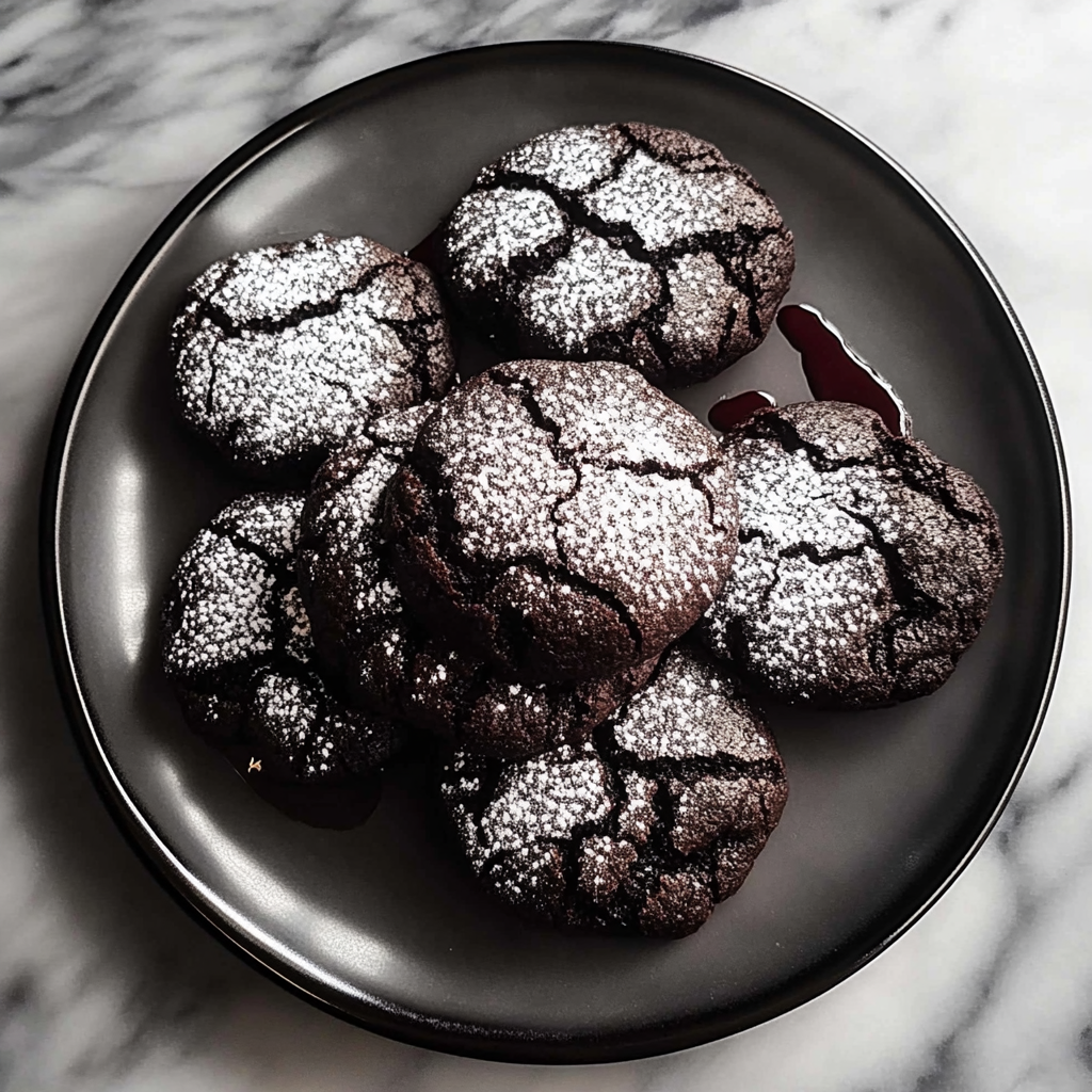 Recipe preparation for Sparkly Midnight Chocolate Cookies