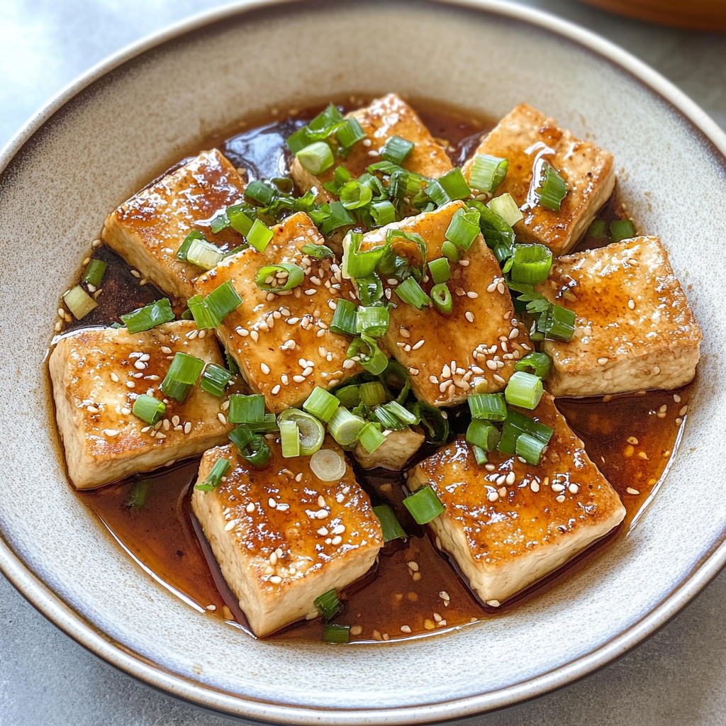 Recipe preparation for Crispy Tofu with Ginger and Scallion Sauce