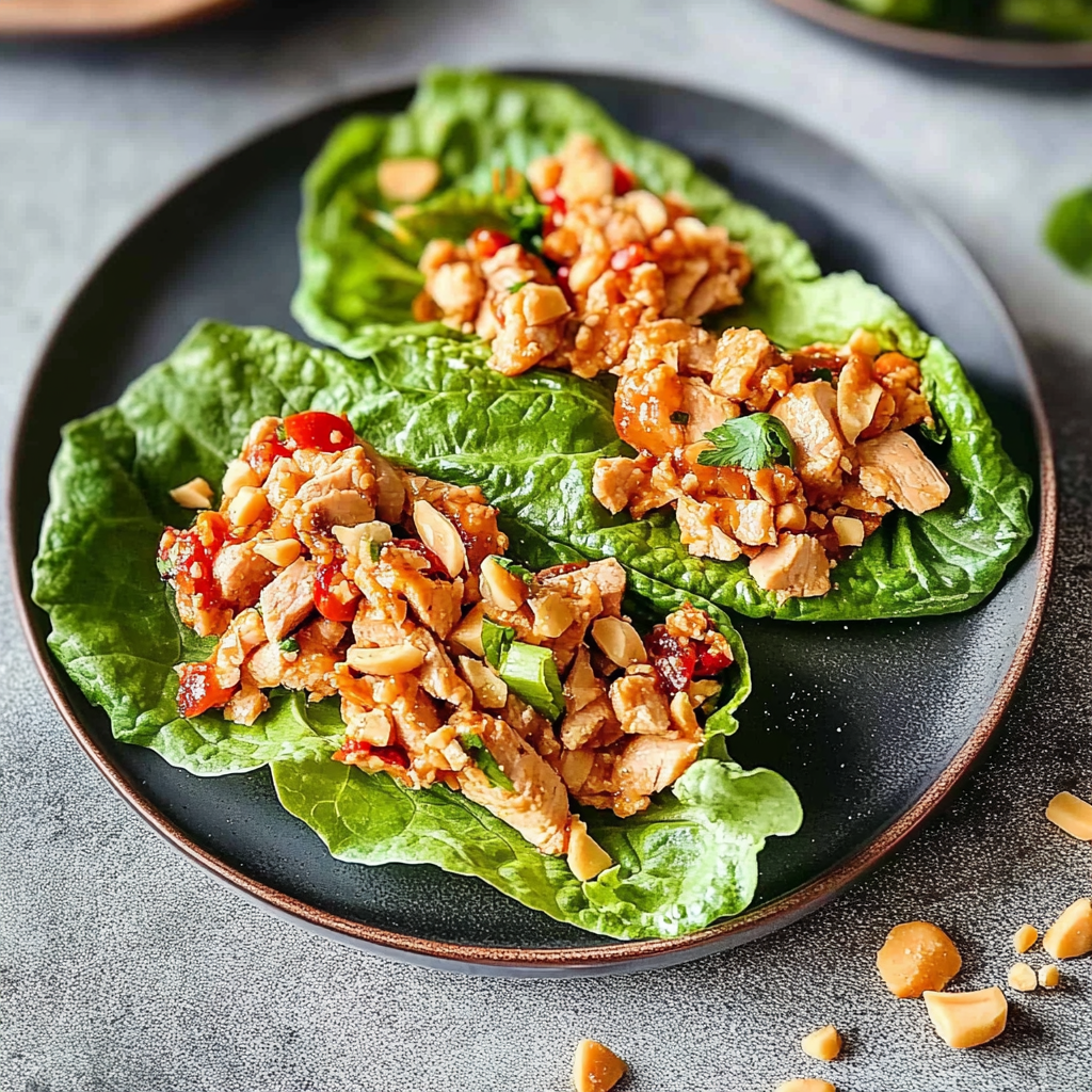 Recipe preparation for Thai-Inspired Turkey Lettuce Wraps with Peanuts