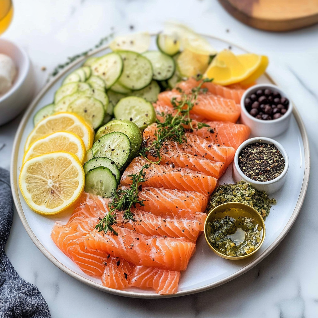 Recipe preparation for Smoked Salmon Platter with Lemon Herb Aioli