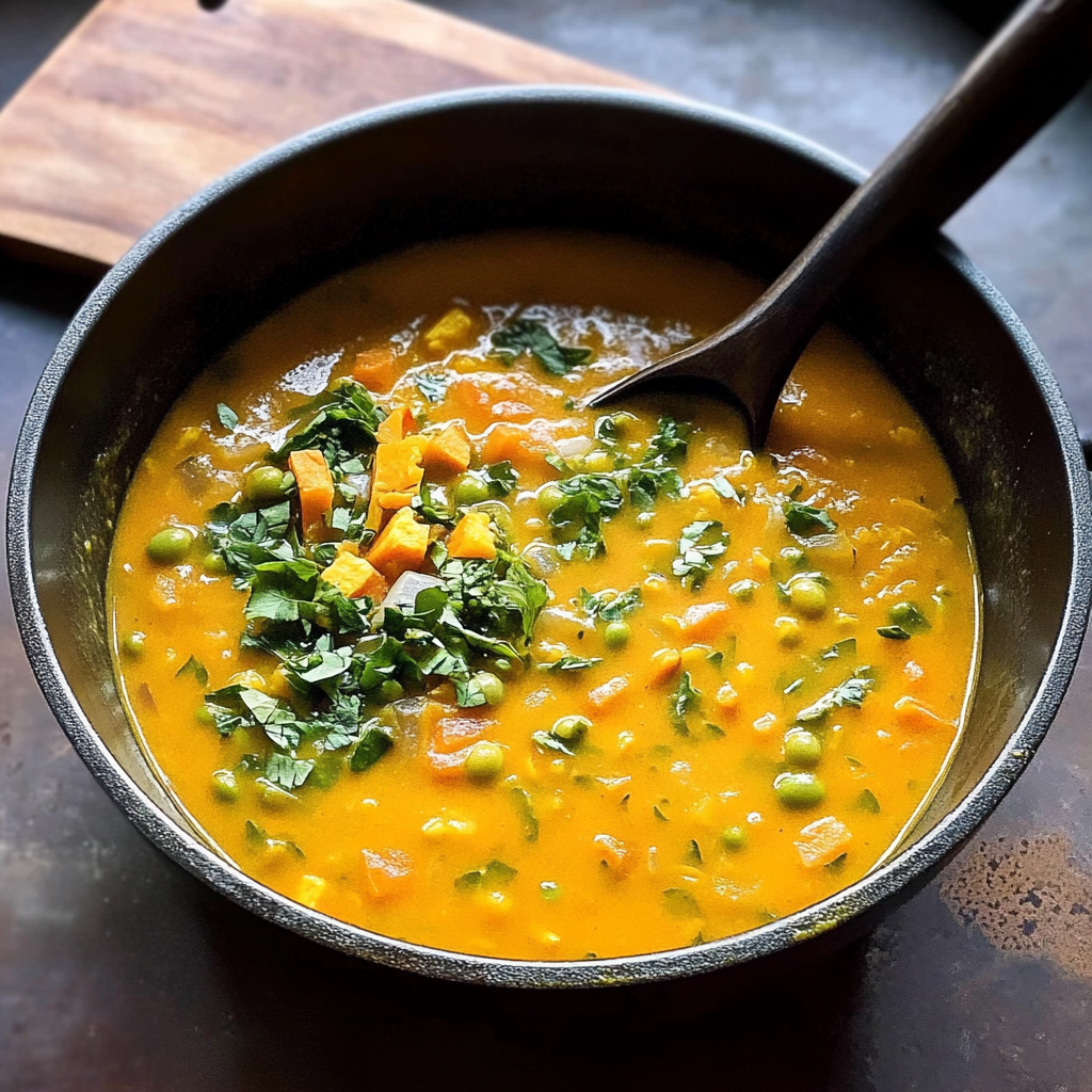 Recipe preparation for Lentil and Sweet Potato Curry Soup