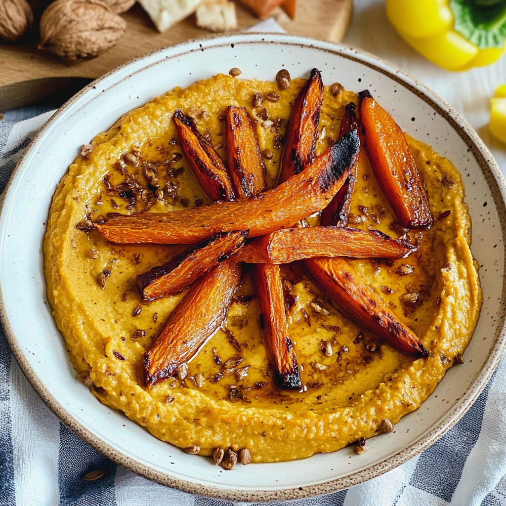 Recipe preparation for Roasted Carrot Hummus