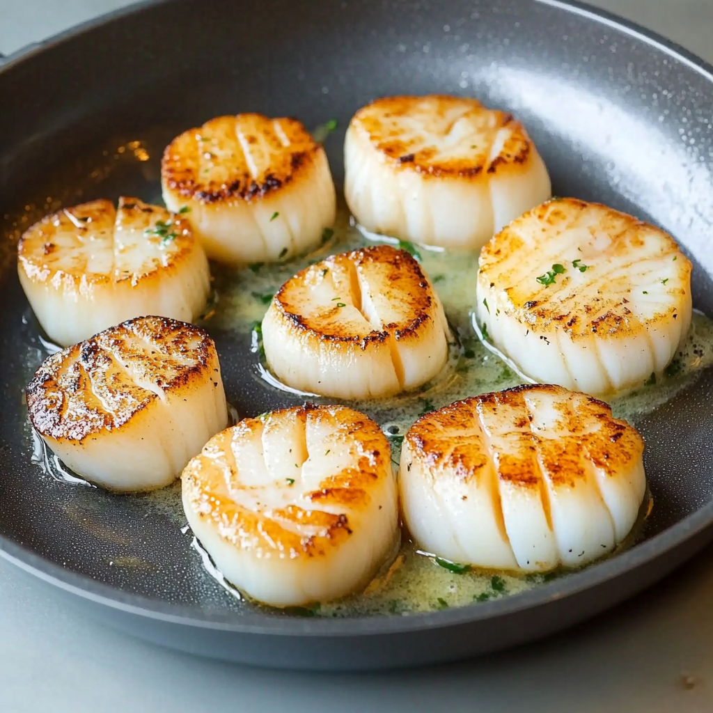 Recipe preparation for Pan Seared Scallops