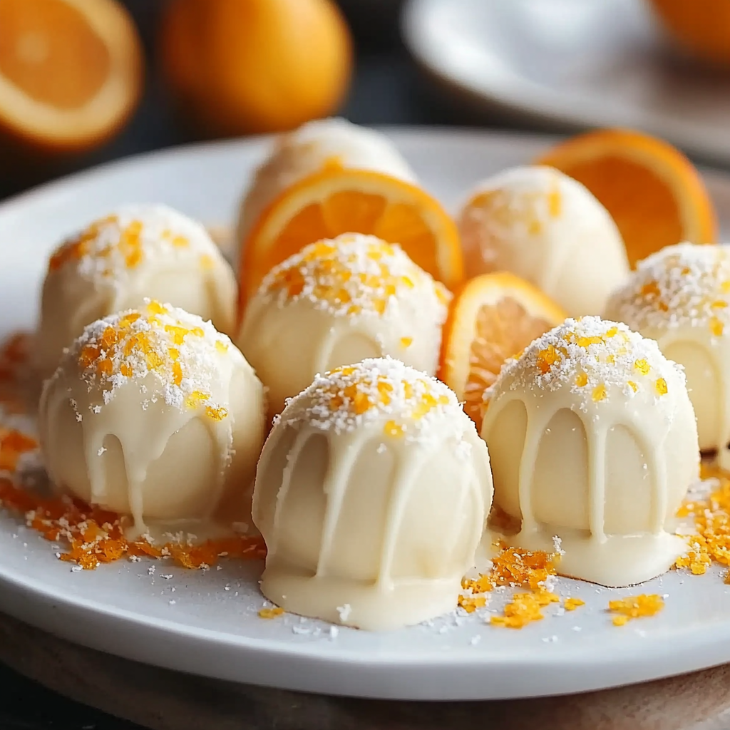 Recipe preparation for White Chocolate Orange Creamsicle Truffles