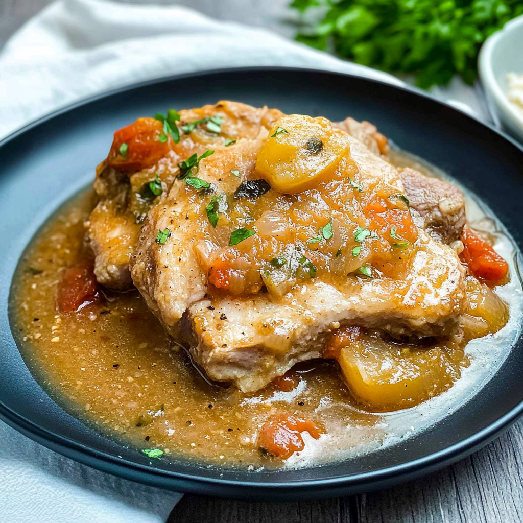 Recipe preparation for Slow Cooker Swiss Pork Chops