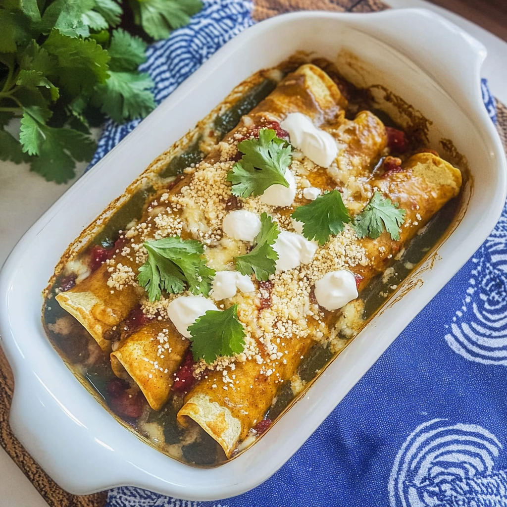 Recipe preparation for Spicy Hatch Chile Enchilada
