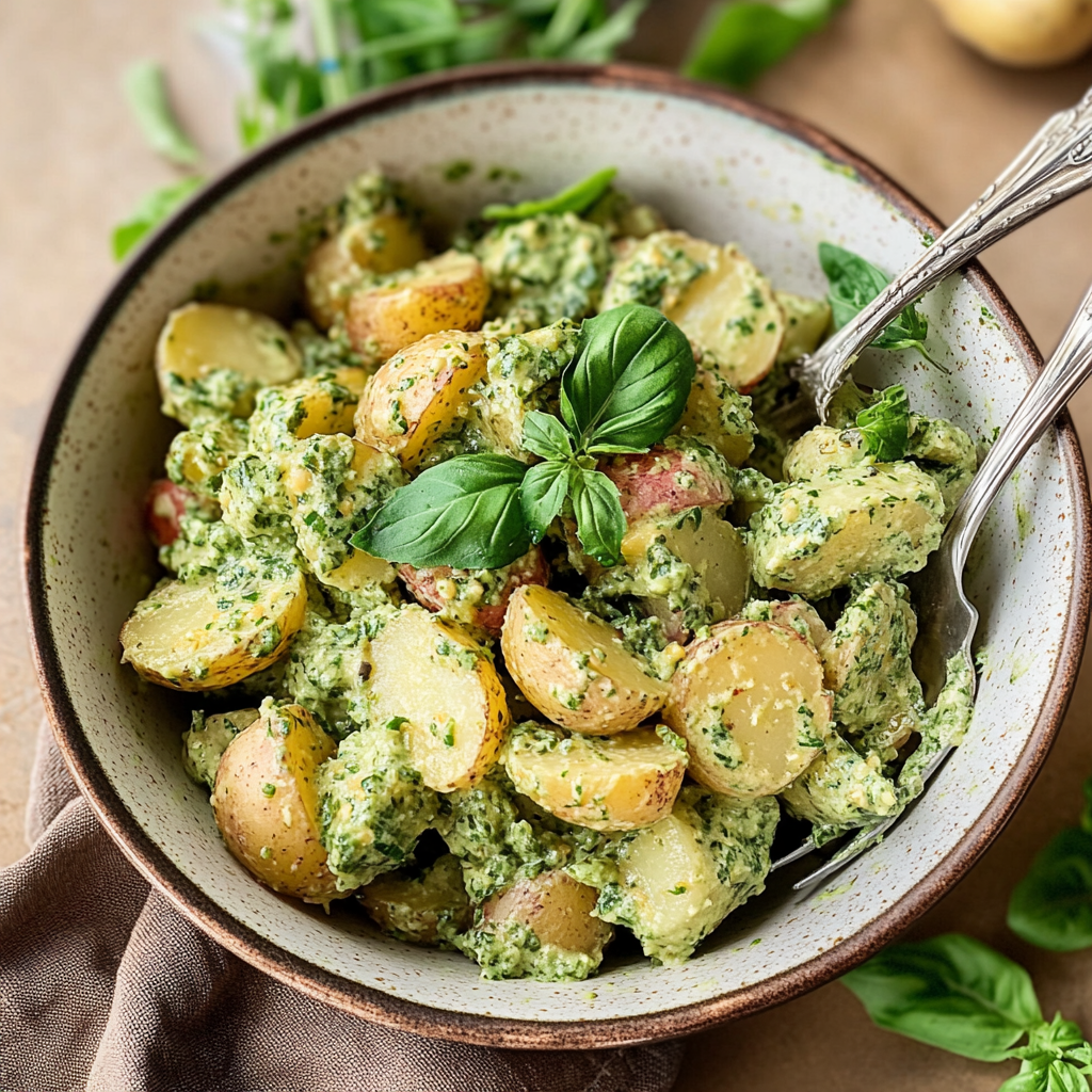 Recipe preparation for Pesto Potato Salad
